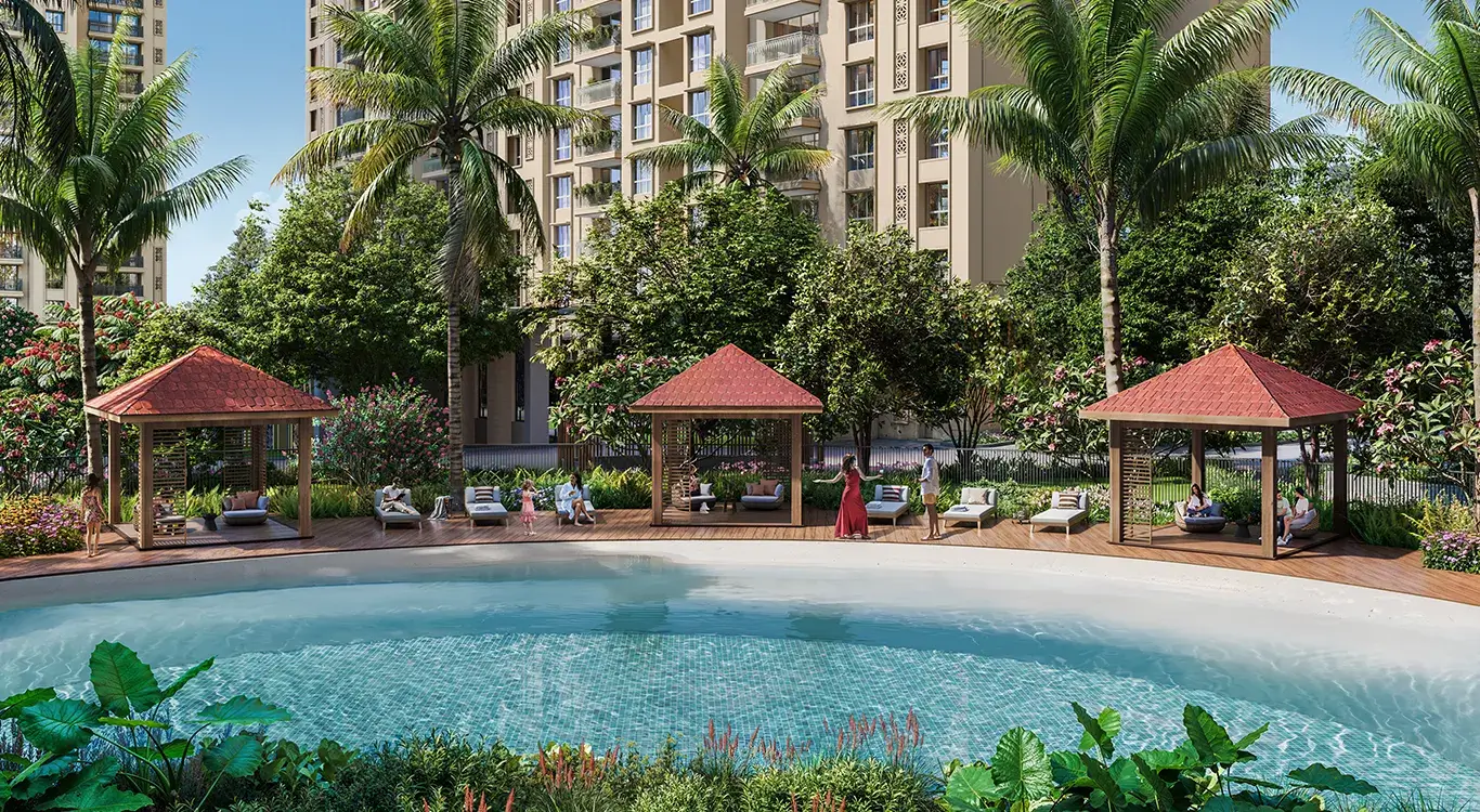 Heated jacuzzi and water curtain feature leisure amenity Hiranandani Westgate Hiranandani Estate Thane